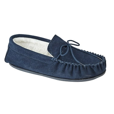 Mens Mokkers OLIVER Genuine Handcrafted Suede Moccasin Slippers Navy Real Suede